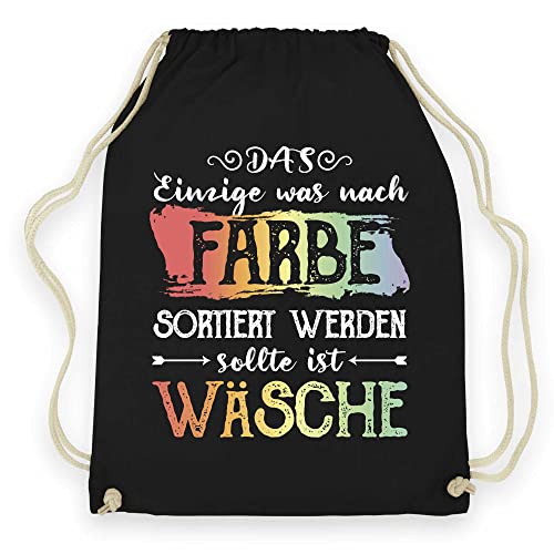 wowshirt Turnbeutel Gymsack Nach Farbe Sortiert Ist Wäsche Anti Nazis und Rechts Gegen Rassisten Politisch Menschenrechte, Farbe:Black von wowshirt