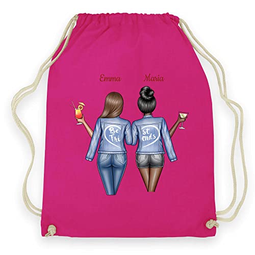 wowshirt Turnbeutel Gymsack Personalisiert Geschenke für Beste Freundin zum Geburtstag BFF Individuell, Farbe:Fuchsia von wowshirt