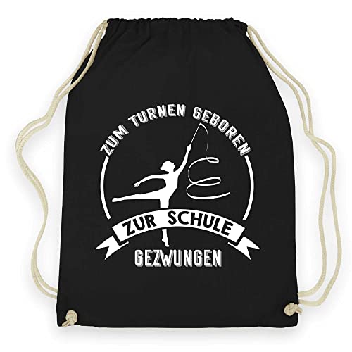 wowshirt Turnbeutel Gymsack Zum Turnen Geboren Zur Schule Gezwungen Turner Gymnast, Farbe:Black von wowshirt