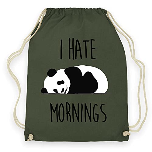 wowshirt Turnbeutel I Hate Mornings Panda I Hate Mornings Wochenende, Farbe:Olive Green von wowshirt