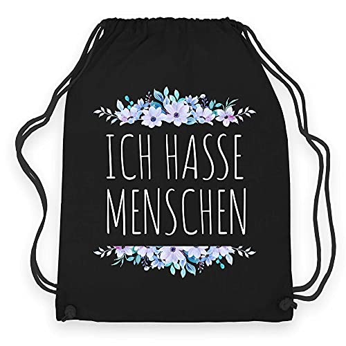 wowshirt Turnbeutel Ich Hasse Menschen Lustiger Spruch, Farbe:Black Black von wowshirt