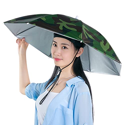 woyufen Kopfschirm Hüte Regenschirm Hut Tragbare Regenschirmkappen Outdoor Sonne Regenschutz mit elastischen Bändern für Kinder und Erwachsene (Durchmesser: 69 cm), camouflage, 1 von woyufen
