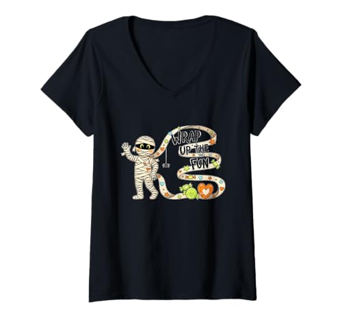 Damen Pack die lustige Mama EIN T-Shirt mit V-Ausschnitt Damen Pack die lustige Mama EIN T-Shirt mit V-Ausschnitt von wrap fun candy mummy halloween kid spooky pumpkin
