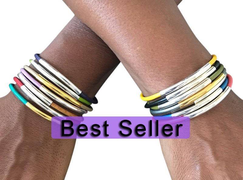 Lederarmband Für Frauen, Schlauch Armreif, Stapelbarer Armreif, Lederschlauch Layered Armband, Boho Armband von wrapsbyrenzel