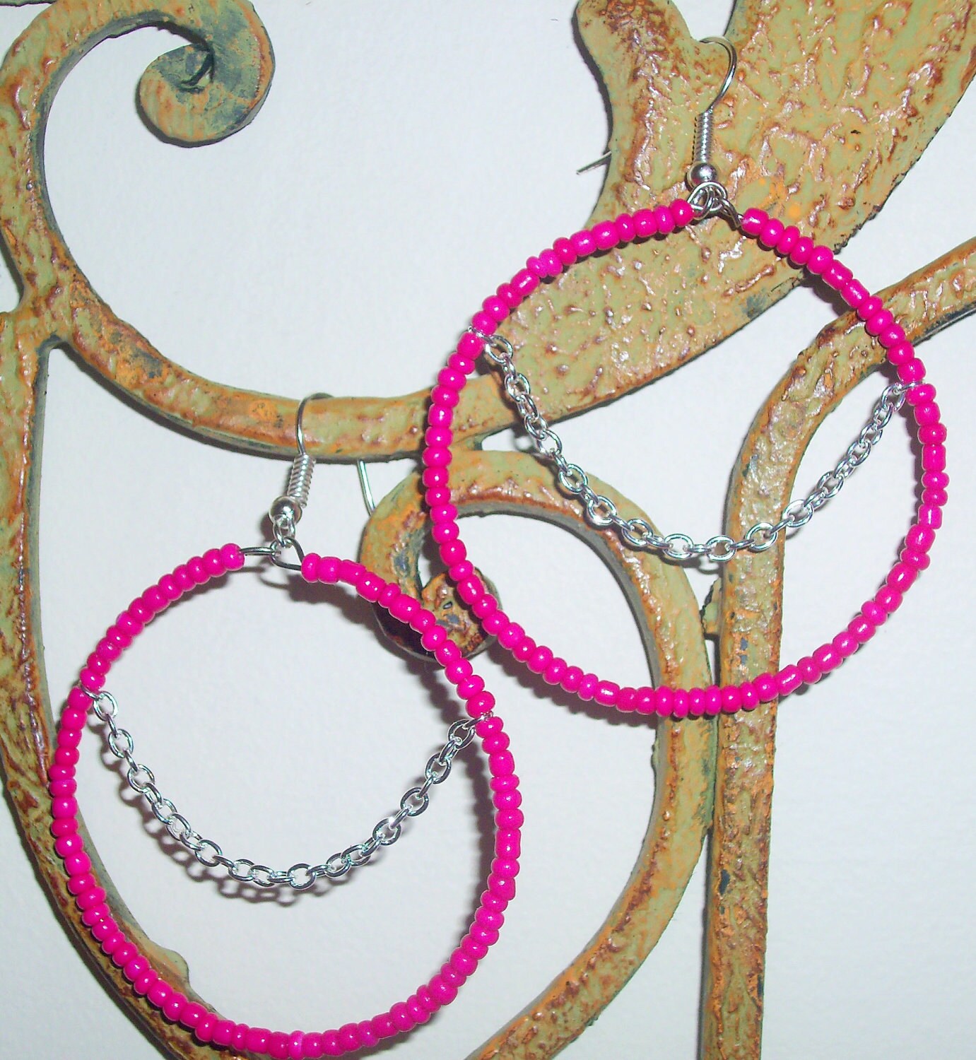 Rosa Rocailles Perlen Creolen Rosa Rocailles Perlen Creolen von wristcrafts