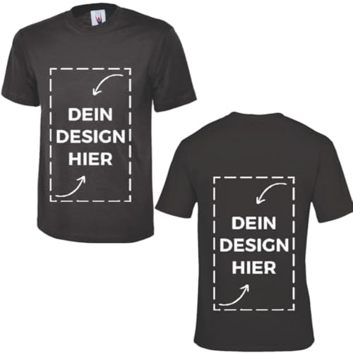 WS personalisiertes Unisex T-Shirt Anthrazit/Dunkelgrau L| Tshirt zum Selbstgestalten | Einseitiger/Beidseitiger Druck mit Foto oder Text von ws textil