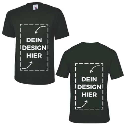 WS personalisiertes Unisex T-Shirt Dunkelgrün 6XL| Tshirt zum Selbstgestalten | Einseitiger/Beidseitiger Druck mit Foto oder Text von ws textil