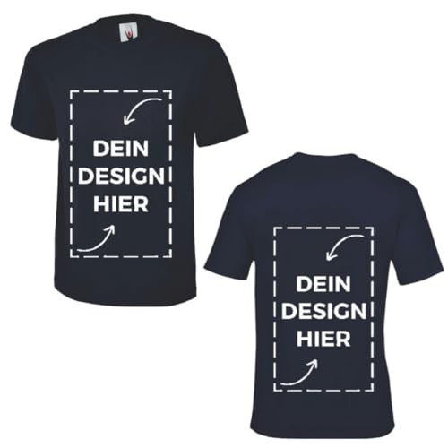 WS personalisiertes Unisex T-Shirt Marineblau S | Tshirt zum Selbstgestalten | Einseitiger/Beidseitiger Druck mit Foto oder Text von ws textil