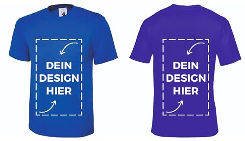 WS personalisiertes Unisex T-Shirt Royal Blau L| Tshirt zum Selbstgestalten | Einseitiger/Beidseitiger Druck mit Foto oder Text von ws textil