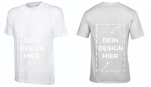 WS personalisiertes Unisex T-Shirt Weiß 3XL| Tshirt zum Selbstgestalten | Einseitiger/Beidseitiger Druck mit Foto oder Text von ws textil