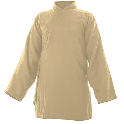 Baumwolle (Leicht) Kung Fu & Tai Chi Shirt Diagonaler Kragen Langarm - Taiji Anzug Beige 180 von wu designs