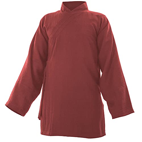 Baumwolle (Leicht) Kung Fu & Tai Chi Shirt Diagonaler Kragen Langarm - Taiji Anzug Bordeaux 170 von wu designs