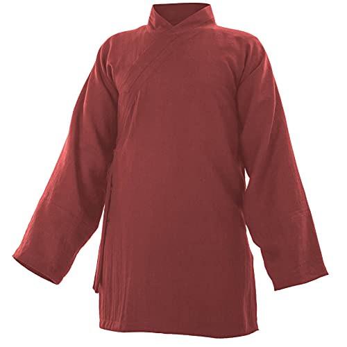 Baumwolle (Leicht) Kung Fu & Tai Chi Shirt Diagonaler Kragen Langarm - Taiji Anzug Bordeaux 185 von wu designs