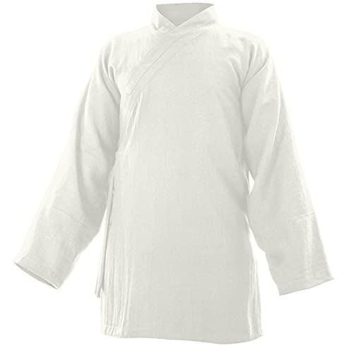 Baumwolle (Leicht) Kung Fu & Tai Chi Shirt Diagonaler Kragen Langarm Weiss 185 von wu designs