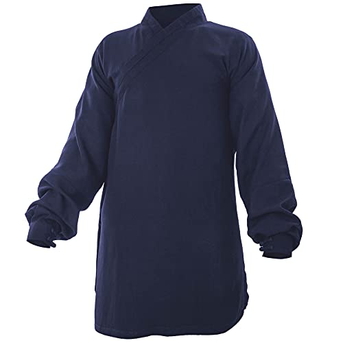 Baumwolle (Leicht) Kung Fu & Tai Chi Shirt Diagonaler Kragen Manschetten - Taiji Anzug - Taiji Anzug Dunkelblau 180 von wu designs