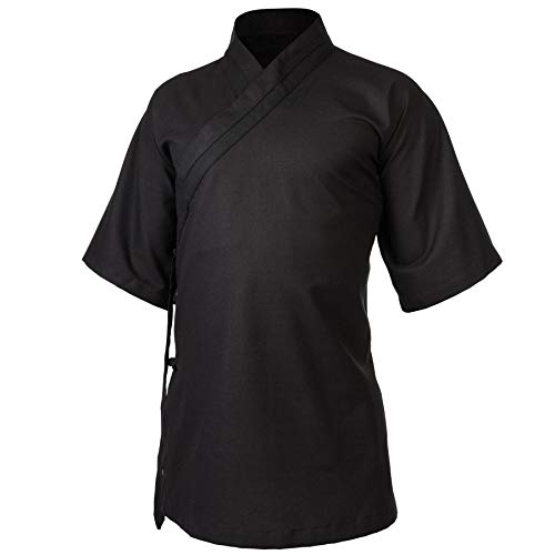 Leinen (Mittel) Kung Fu & Tai Chi Shirt Diagonaler Kragen Kurzarm - Taiji Anzug Dunkelblau 175 von wu designs