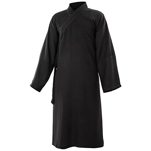 Leinen (Mittel) Kung Fu & Tai Chi Shirt Diagonaler Kragen Langarm Knielang - Taiji Anzug Schwarz 185 von wu designs