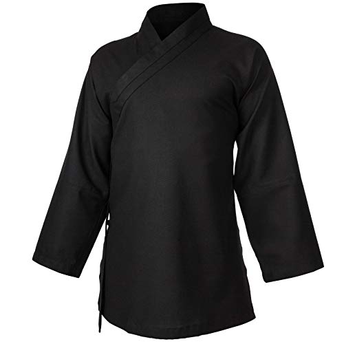 Leinen (Mittel) Kung Fu & Tai Chi Shirt Diagonaler Kragen Langarm - Taiji Anzug Dunkelblau 180 von wu designs