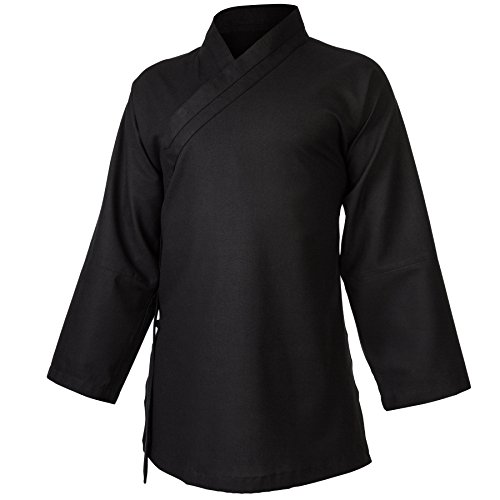 Leinen (Mittel) Kung Fu & Tai Chi Shirt Diagonaler Kragen Langarm - Taiji Anzug Schwarz 180 von wu designs