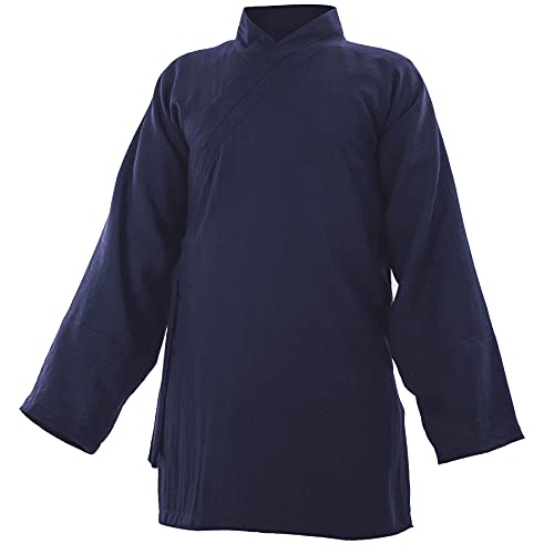 wu designs Baumwolle (Leicht) Kung Fu & Tai Chi Shirt Diagonaler Kragen Langarm - Taiji Anzug Dunkelblau 175 von wu designs