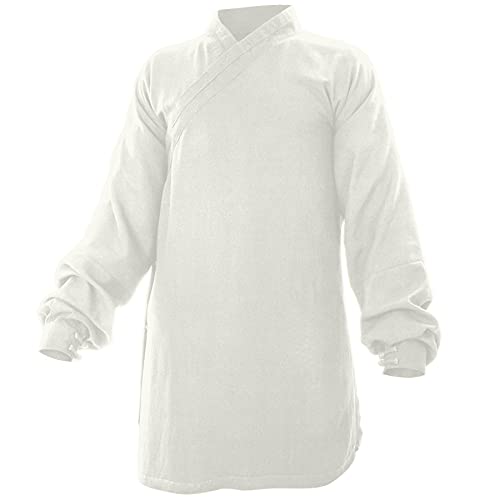 wu designs Baumwolle (Leicht) Kung Fu & Tai Chi Shirt Diagonaler Kragen Manschetten - Taiji Anzug - Taiji Anzug Weiss 190 von wu designs