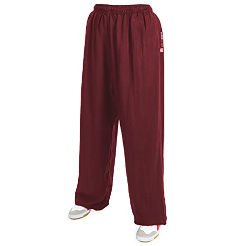 wu designs Baumwolle (Leicht) Kung Fu & Tai Chi Trainingshose Bordeaux 180 von wu designs