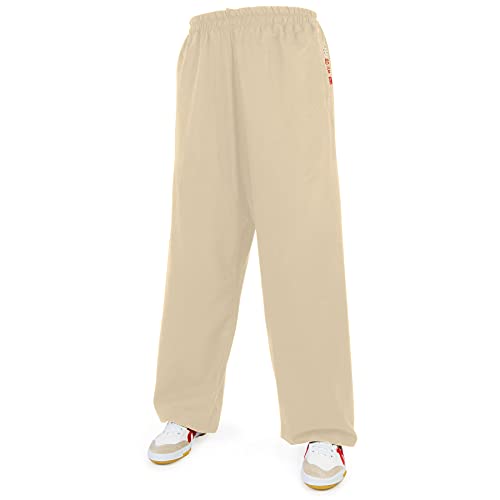 wu designs Leinen (Mittel) Kung Fu & Tai Chi Trainingshose Beige 160 von wu designs