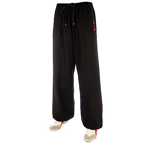 wu designs Leinen (Mittel) Kung Fu & Tai Chi Trainingshose Schwarz 195 von wu designs