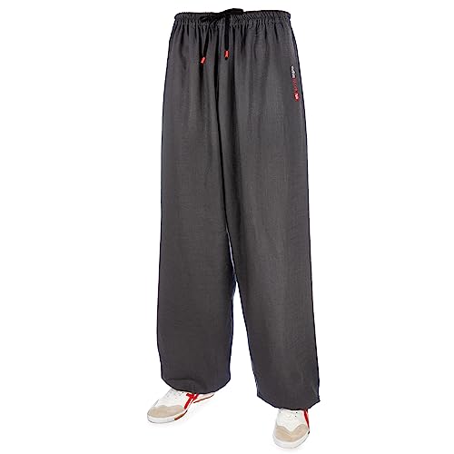 wu designs Leinen (Mittel) Kung Fu & Tai Chi Trainingshose Taubengrau 195 von wu designs