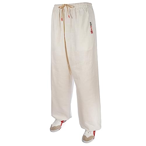 wu designs Leinen (Mittel) Kung Fu & Tai Chi Trainingshose Weiß 195 von wu designs