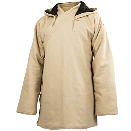 wu designs Leinen (Schwer) Kung Fu & Tai Chi gesteppte Winterjacke mit Kapuze Langarm Beige 170 von wu designs