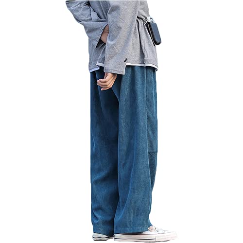 Herren Cordhose Weites Bein Overalls Herren Baggy Straight Leg Cordhose Hosen Casual Streetwear Jogginghose von wuchun