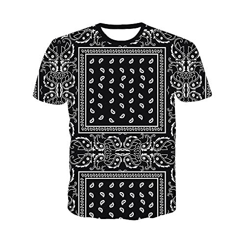 wuchun Bandana Print T-Shirt Kurzarm T-Shirt Blau Lila Grün Schwarz Rot Bandana Top Kleidung für Männer Frauen Sommer von wuchun