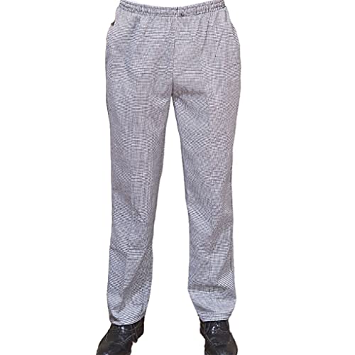 wueiooskj Kochhose Herren mit elastischen Taillentaschen Baggy Kochhose Kellneruniform Verschleißfeste hautfreundliche Kostüme, Hahnentritt, 2XL von wueiooskj