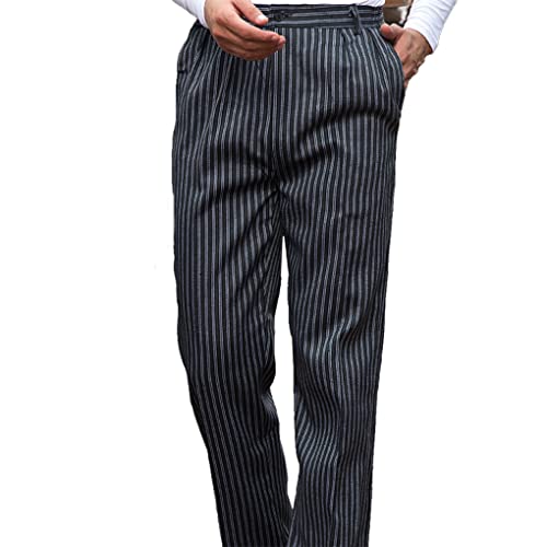 wueiooskj Kochhose Herren mit elastischen Taillentaschen Baggy Kochhose Kellneruniform Verschleißfeste hautfreundliche Kostüme, Zebrastreifen, M von wueiooskj