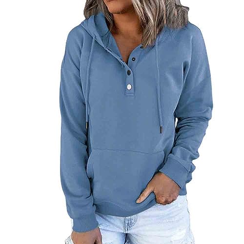 Sweatshirt Damen Oberteile Langarmshirt Sweatshirt Mit Kapuze Frauen Pullover Basic Sweater Solid Hoodie Rundhalsausschnitt Lässig Herbst Pullover Mode Locker Sitzende Sweatshirts von wuitopue