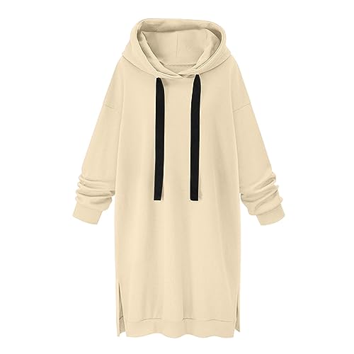 wuitopue Damen Hoodie Herbst Winter Winter Langarmshirt Sweatshirts Casual Mantel Outwear Kapuzenpullover Langer Mantel Kapuzenpulli Sweatshirt Mit Kapuze Hoodie Kleid Lange Pulloverkleider von wuitopue