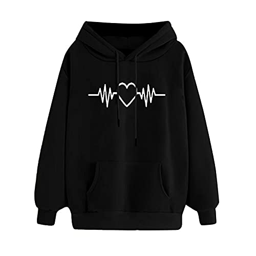 wuitopue Damen Hoodies Langarm Freizeit Sweatshirt Kapuzenpullover Mit Druck Weich Und Bequem Einfarbig Oberteil Herbst Und Winter Warm Pullover Mit Kordelzug Modischer Sweatshirt Reguläre Passform von wuitopue