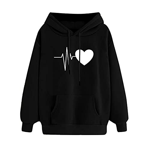 wuitopue Damen Hoodies Langarm Freizeit Sweatshirt Kapuzenpullover Mit Druck Weich Und Bequem Einfarbig Oberteil Herbst Und Winter Warm Pullover Mit Kordelzug Modischer Sweatshirt Reguläre Passform von wuitopue