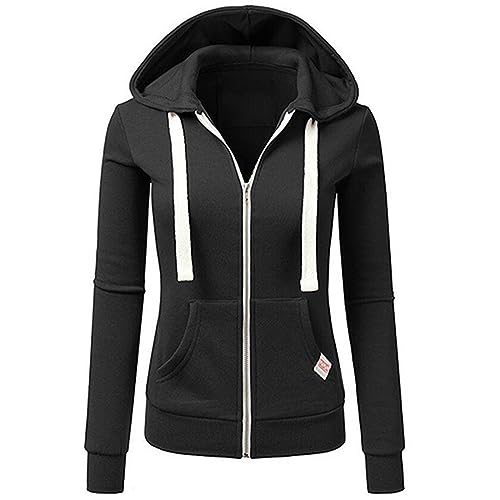 wuitopue Damen Sweatjacke Full Zip Hoodie Sweatshirtjacke Frauen Pullover Oberteile Kapuzenpullover Casual Hoodie Sweatshirt Mit Kapuze Lässig Herbst Pullover Langarmshirt Mit Taschen von wuitopue