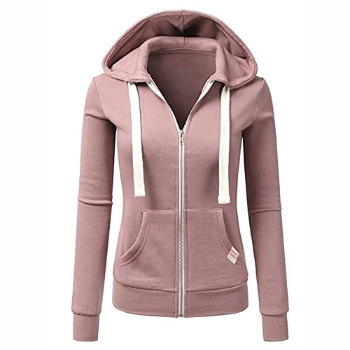 wuitopue Damen Sweatjacke Full Zip Hoodie Sweatshirtjacke Frauen Pullover Oberteile Kapuzenpullover Casual Hoodie Sweatshirt Mit Kapuze Lässig Herbst Pullover Langarmshirt Mit Taschen von wuitopue