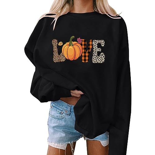 wuitopue Halloween Sweatshirt Damen Pullover Lustig Kürbis Niedlich Drucken Sweatshirt Festlich Langarmshirt Rundhals Sweatshirt Ohne Kapuze Streetwear Pulli Pullover Herbst Sweatshirt von wuitopue