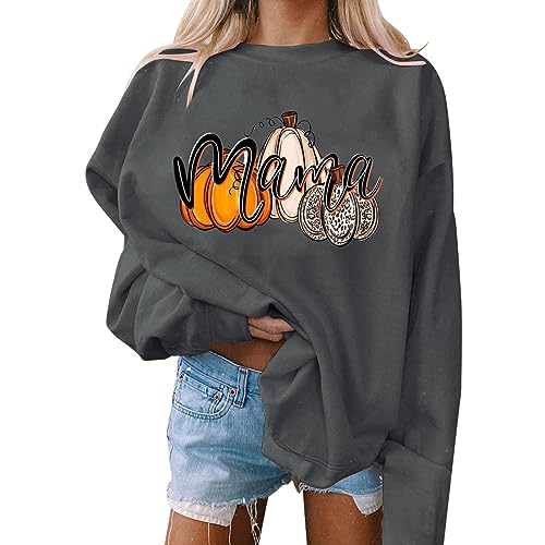 wuitopue Halloween Sweatshirt Damen Pullover Lustig Kürbis Niedlich Drucken Sweatshirt Festlich Langarmshirt Rundhals Sweatshirt Ohne Kapuze Streetwear Pulli Pullover Herbst Sweatshirt von wuitopue