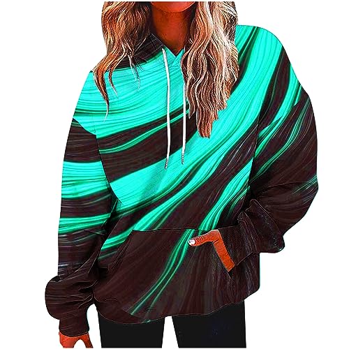 wuitopue Hoodie Damen Herbst Langarmshirt Rundhals Kapuzenpullover Lässig Hoodie Mode Verlaufsdruck Sweatshirt Lockere Oberteile Dünner Pullover Frauen Sweat Pullover Elegant Sweatshirts von wuitopue