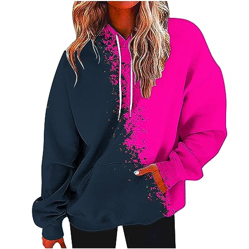 wuitopue Hoodie Damen Herbst Langarmshirt Rundhals Kapuzenpullover Lässig Hoodie Mode Verlaufsdruck Sweatshirt Lockere Oberteile Dünner Pullover Frauen Sweat Pullover Elegant Sweatshirts von wuitopue