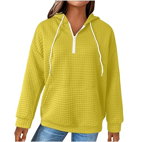 wuitopue Hoodie Damen Oversize Langarm Rundhals Sweatshirt Oberteile Herbst Winter Pullover Teenage Mädchen Kapuzenpullover Sweatshirt Tops Einfarbig Casual Mode Waffel Strickpullover von wuitopue