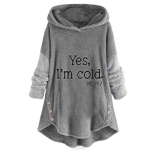 wuitopue Hoodie Damen Plüsch Sweatshirt Winter Warme Plüschmantel Lässige Teddyjacke Wintermantel Briefdruck Kapuzenpullover Sweatshirt Mit Kapuze Süß Hoodies Kapuzenjacke Mantel von wuitopue