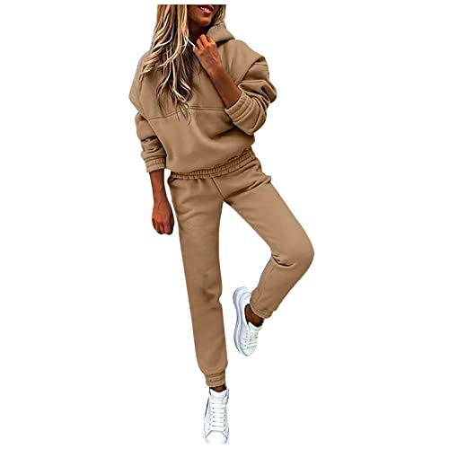 wuitopue Jogginganzug Damen Set Casual 2 Teiler Hosenanzug Tracksuits Zweiteiliges Set Freizeitanzug Trainingsanzug Sportswear Herbst Und Winter Warm Sportanzug Sportbekleidung von wuitopue