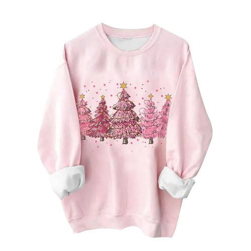 wuitopue Weihnachtspullover Damen Sweatshirt Langarmshirt Rundhals Pullover Merry Christmas Briefe Drucken Damen Weihnachten Warm Pulli Pullover Langarm Sweatshirt Rundhals Leicht Langarmshirt von wuitopue