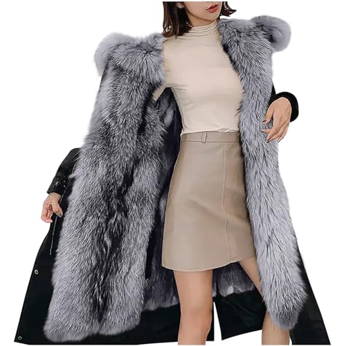 wuitopue Winterjacke Damen Warm Mantel Elegant Lang Pelzmantel Kunstpelze Jacke Kunstfell Mantel Fellmantel Dicke Warme Pelzjacke Langarm Wintermantel Felljacke Plüschjacke Übergangsjacke von wuitopue